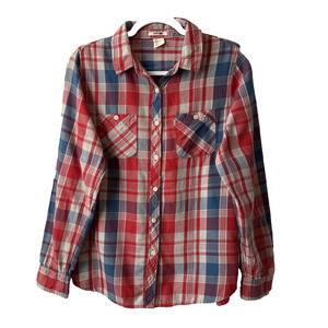 Levi's Women's‎ S American Western Cotton Plaid Long Sleeve Button Down Shirt